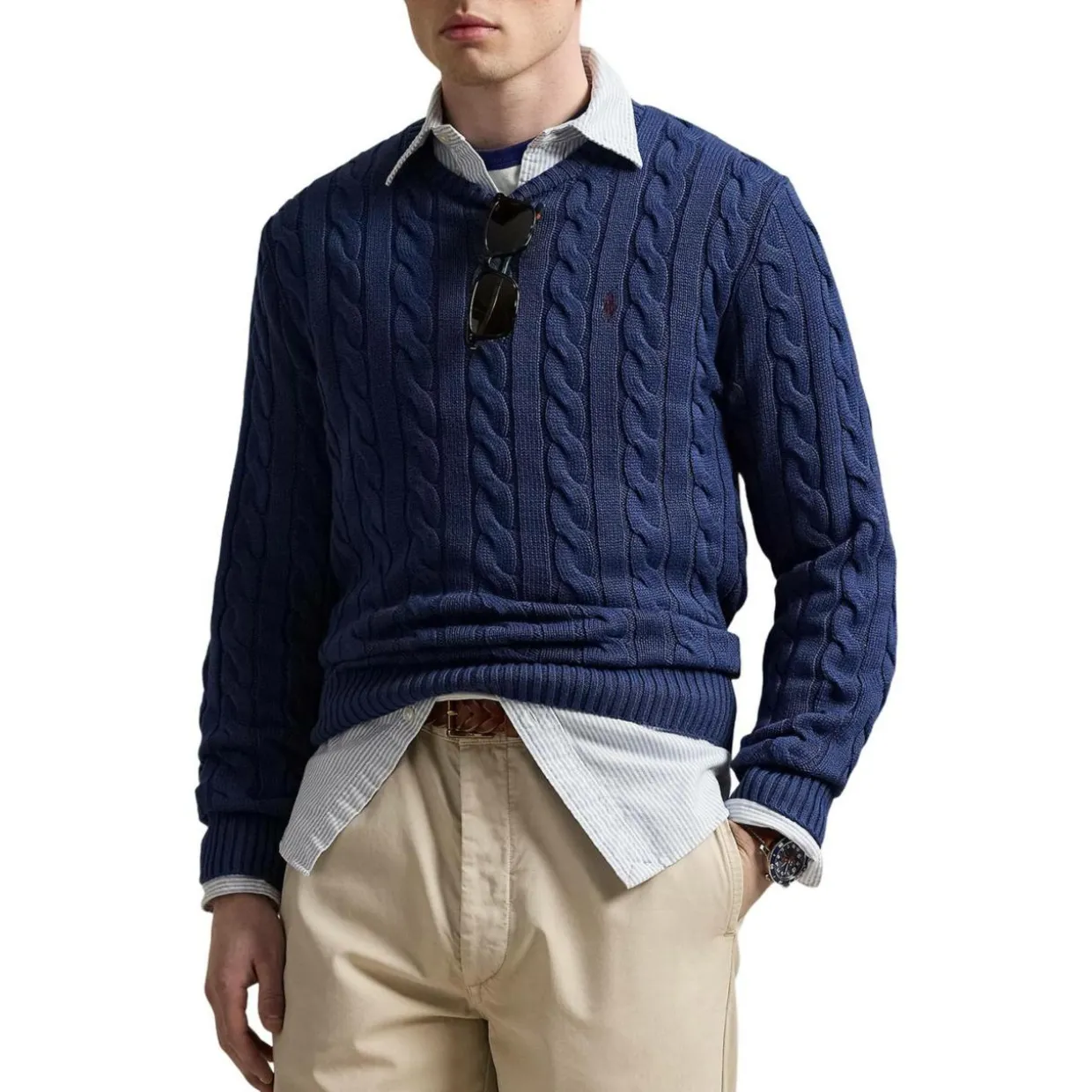 Baumwollpullover mit Zopfmuster