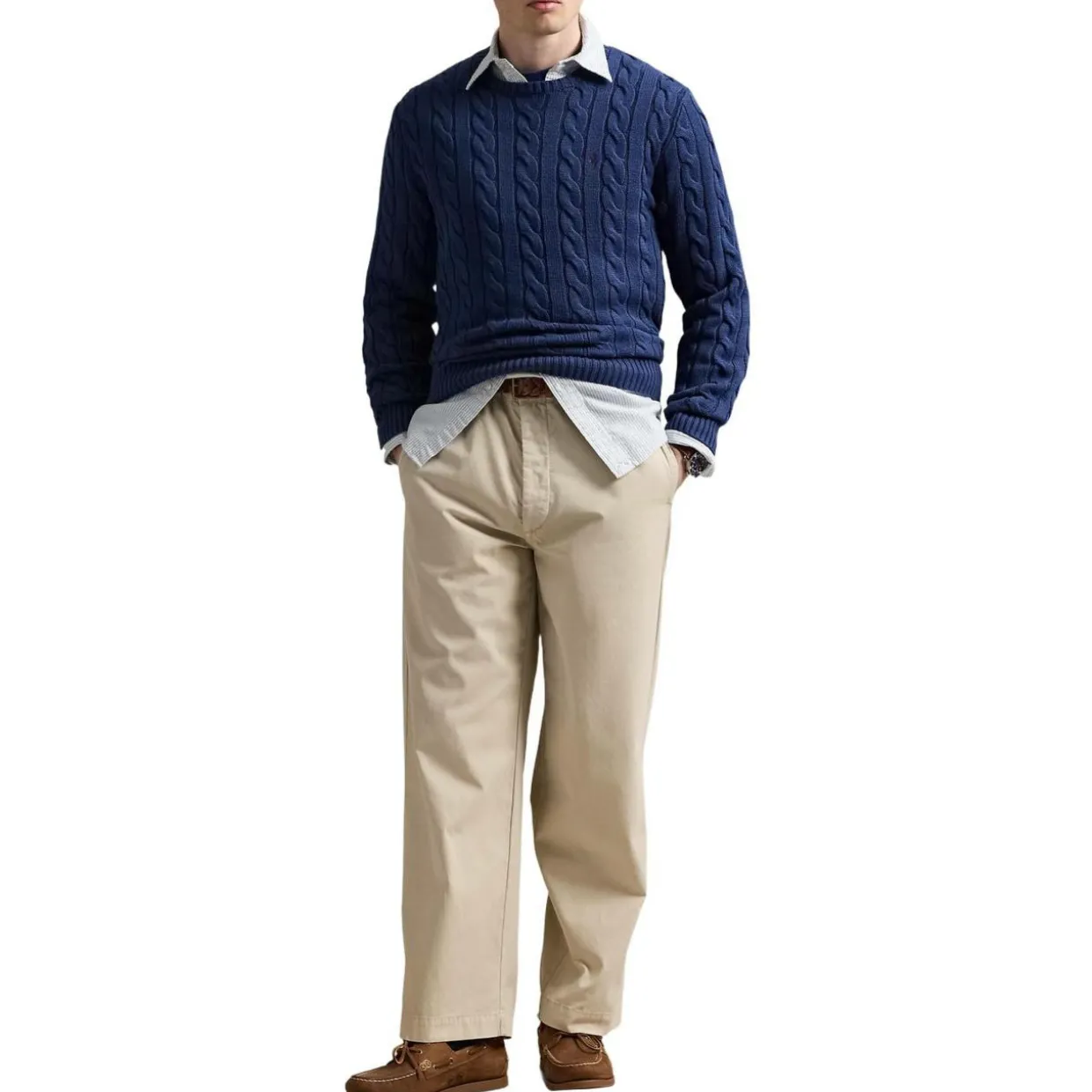 Baumwollpullover mit Zopfmuster