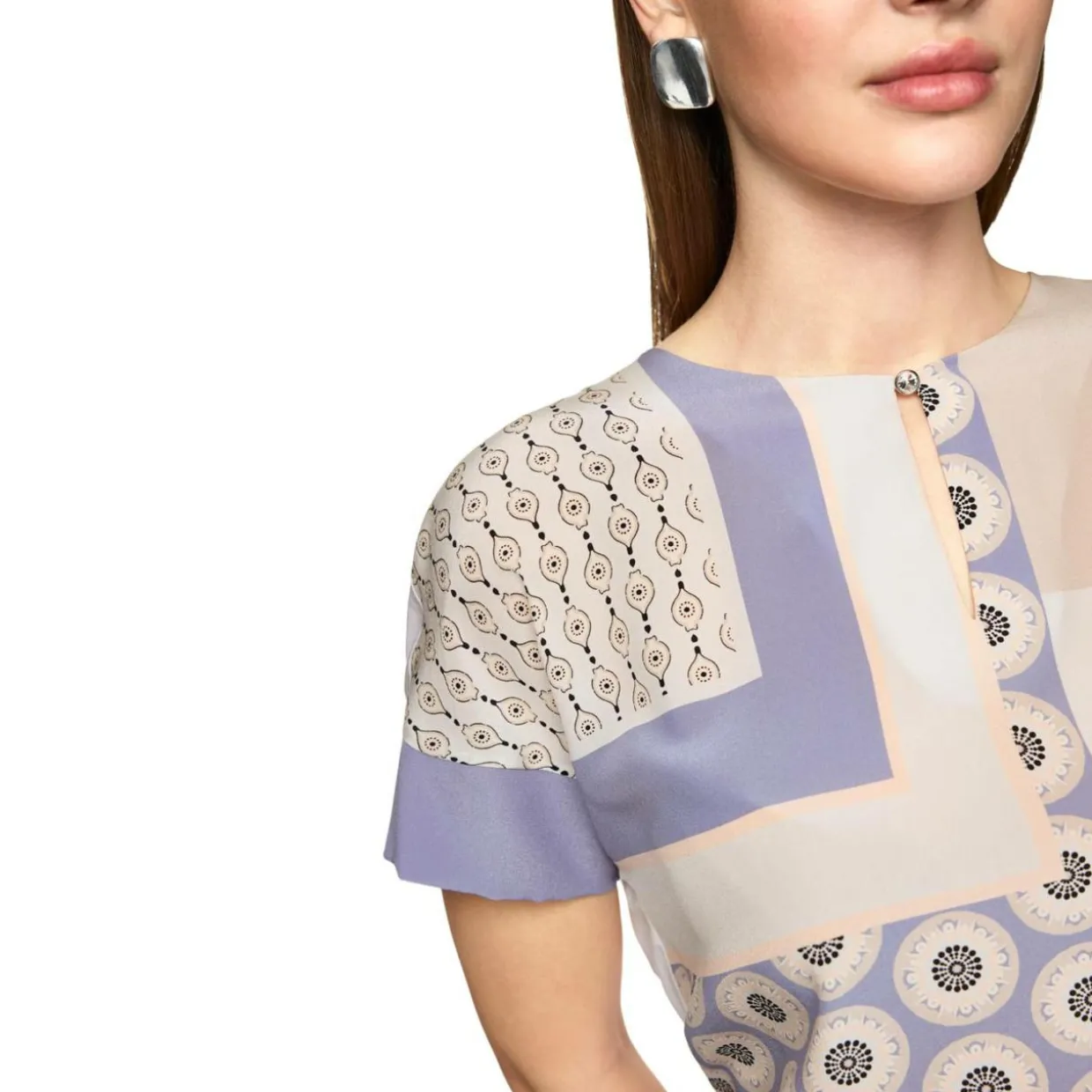 Blusenshirt mit materialmix
