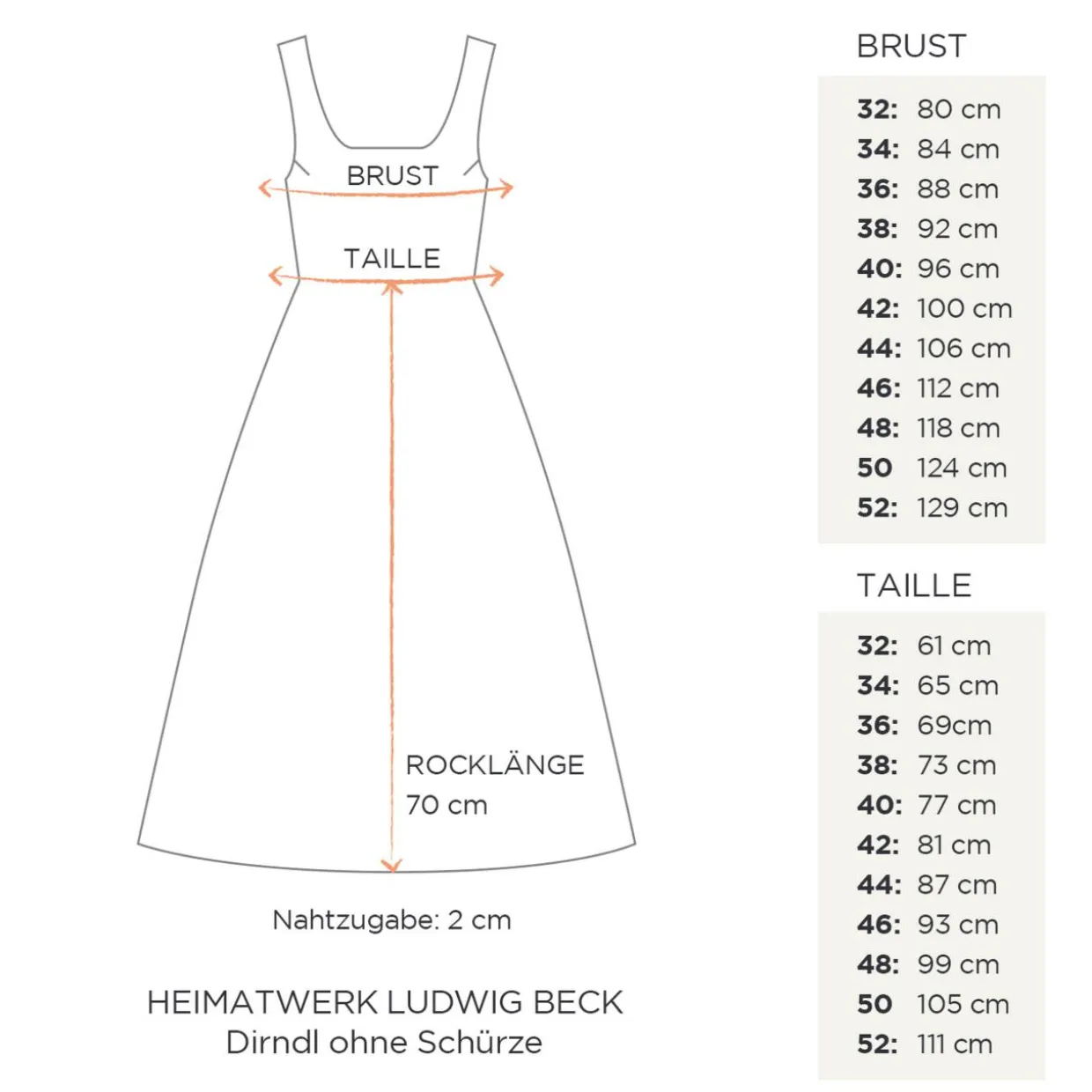Dirndl ohne Schürze 80cm