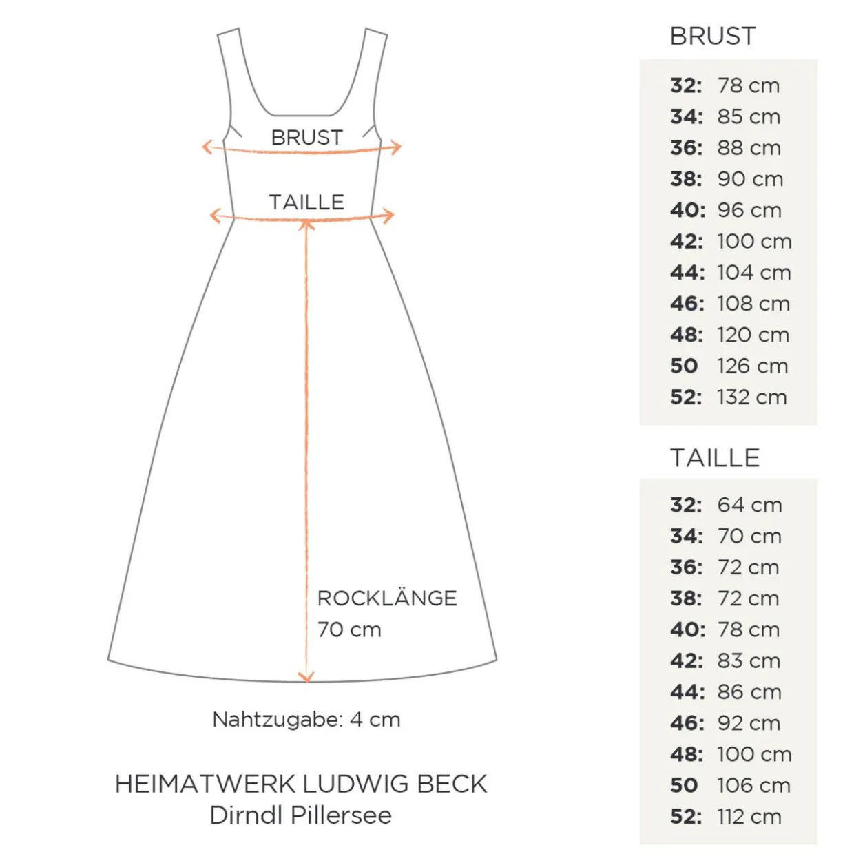 Dirndl Pillersee 70cm
