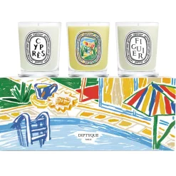 Figuier (Feigenbaum), Cyprès (Zypresse), Citronnelle (Zitronengras) Geschenkbox mit 3 kleinen Kerzen