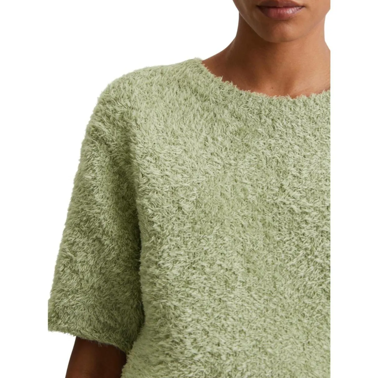 Fuzzy-knit-kurzarm-pullover loose