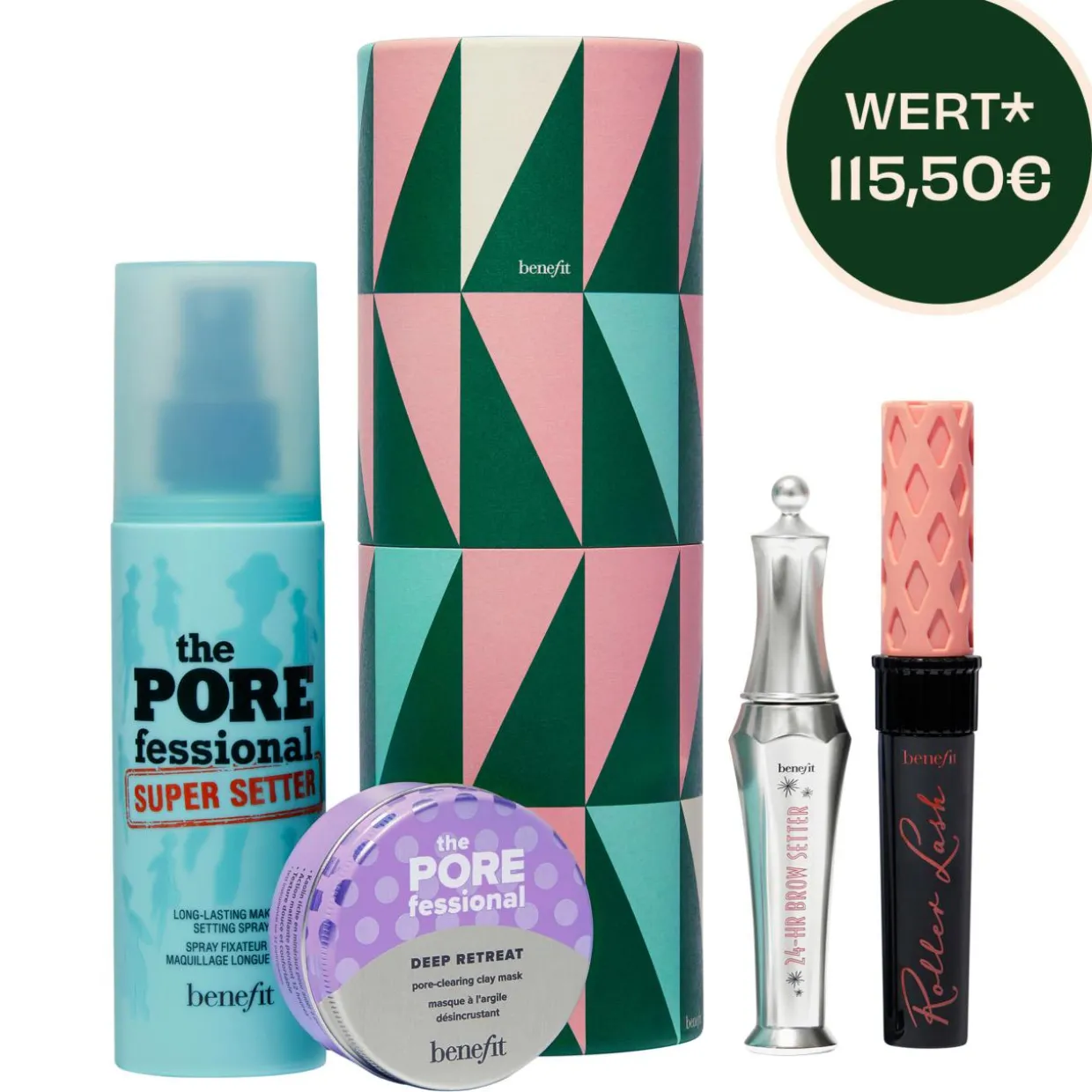 Good Time Gorgeous Make-up Set – Full-Size Mascara, Setting Spray & Brow Setter Gel plus Mini Tonerde-Maske