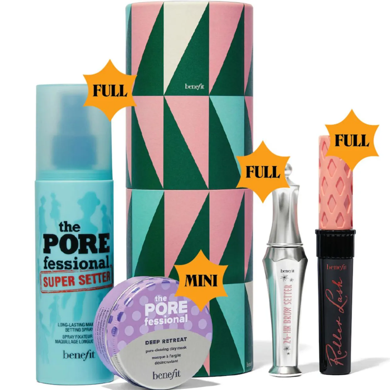 Good Time Gorgeous Make-up Set – Full-Size Mascara, Setting Spray & Brow Setter Gel plus Mini Tonerde-Maske