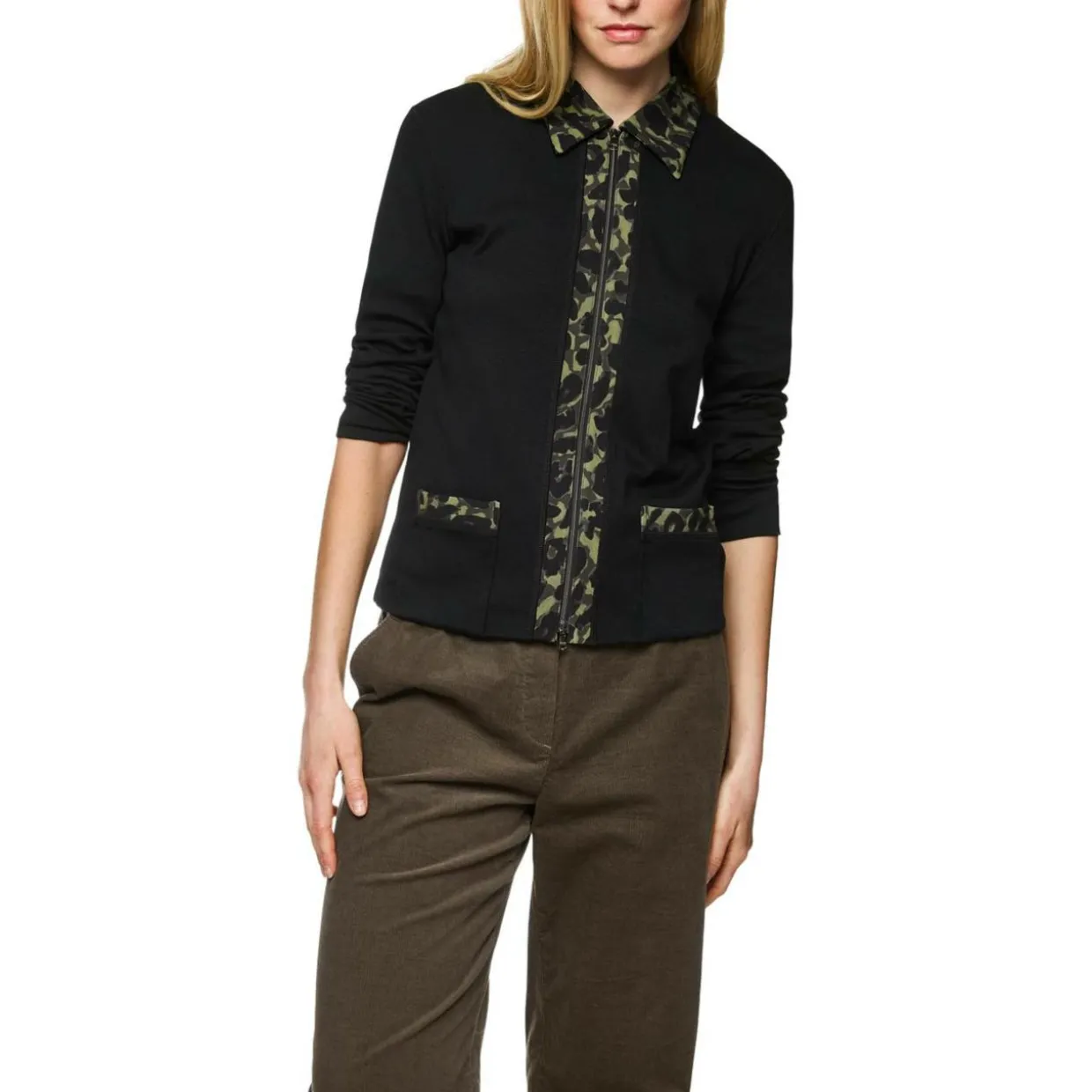 Jersey-jacke mit cube-print-details