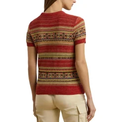 Kurzarm Pullover mit Geostreifen