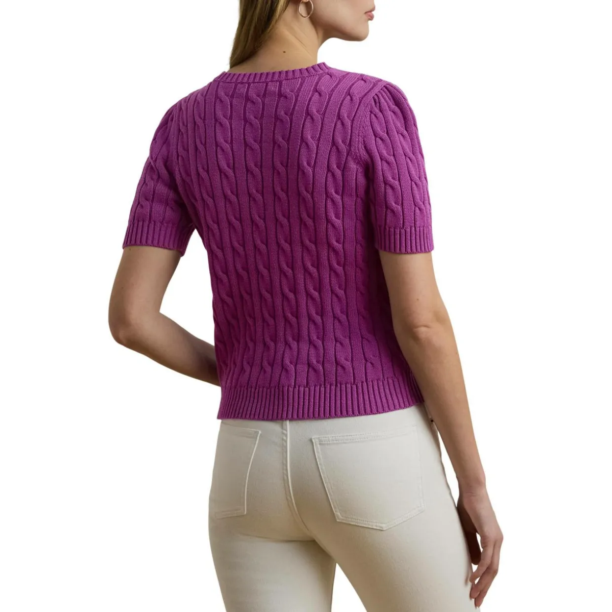 Kurzarm Pullover mit Zopfmuster