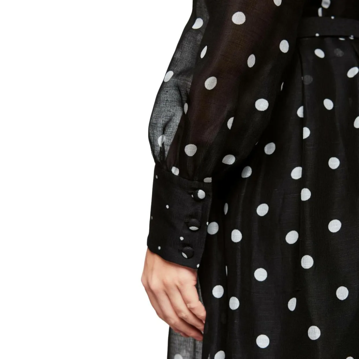 Langes tupfen-kleid aus seide und leinen