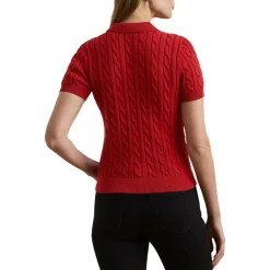 Polo-Pullover mit Zopfmuster