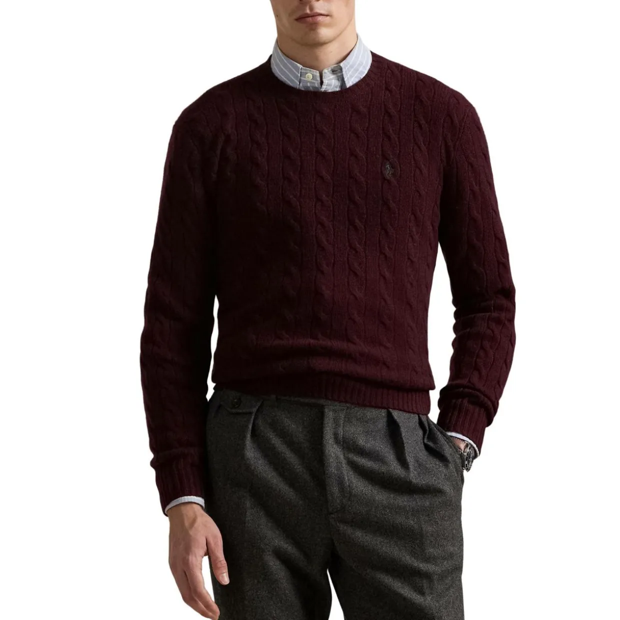 Woll-Kaschmir-Pullover mit Zopfmuster