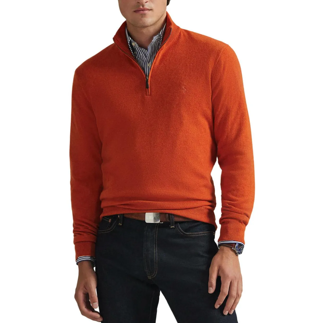 Wollpullover mit Viertelreißverschluss